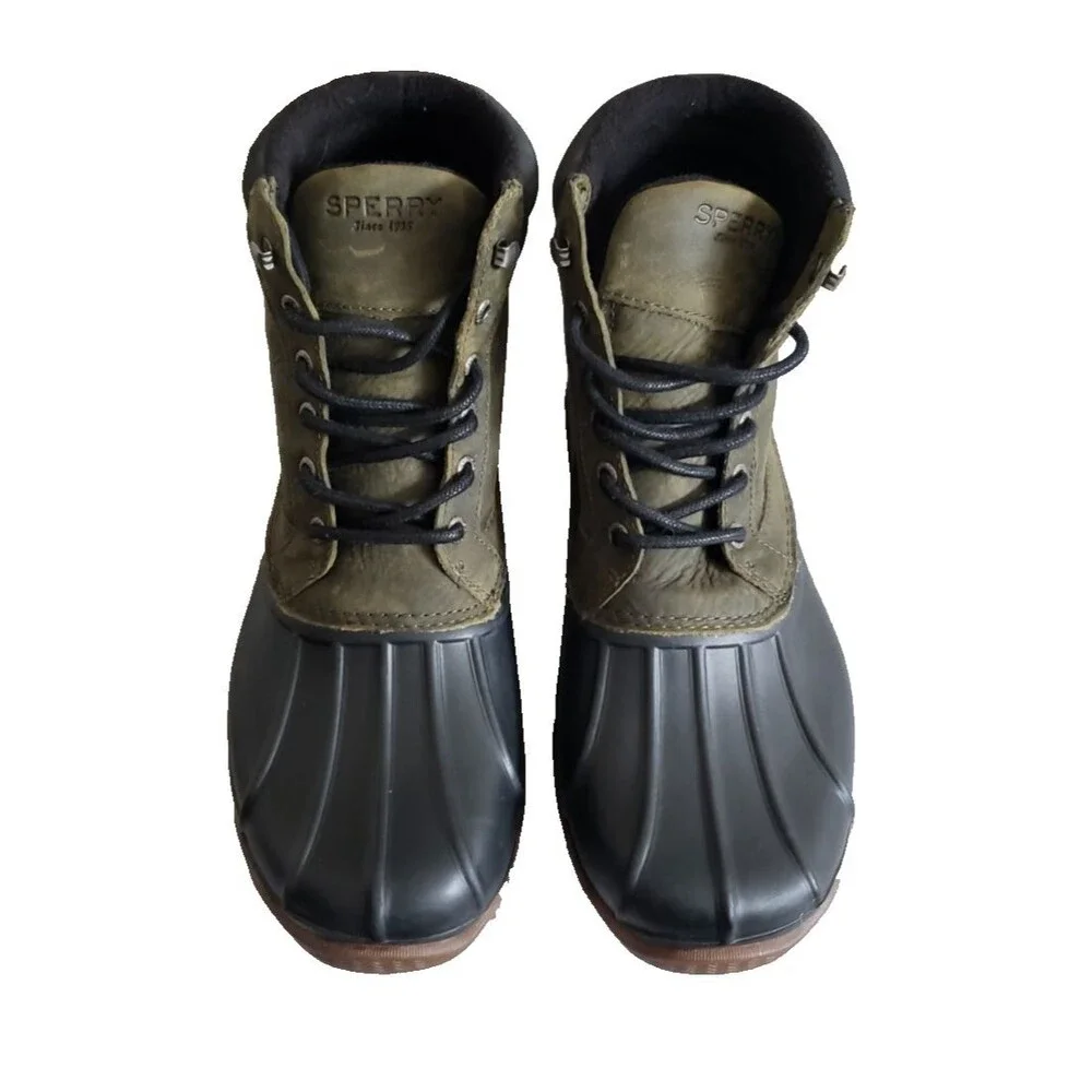 Sperry Top-Sider Brewster Waterproof Duck Boots STS15804 Olive & Black Mens Sz 9